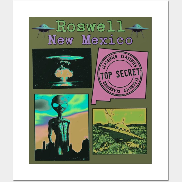 Roswell New Mexico Alien UFO - Psychedelic Tie Dye Classic Wall Art by blueversion